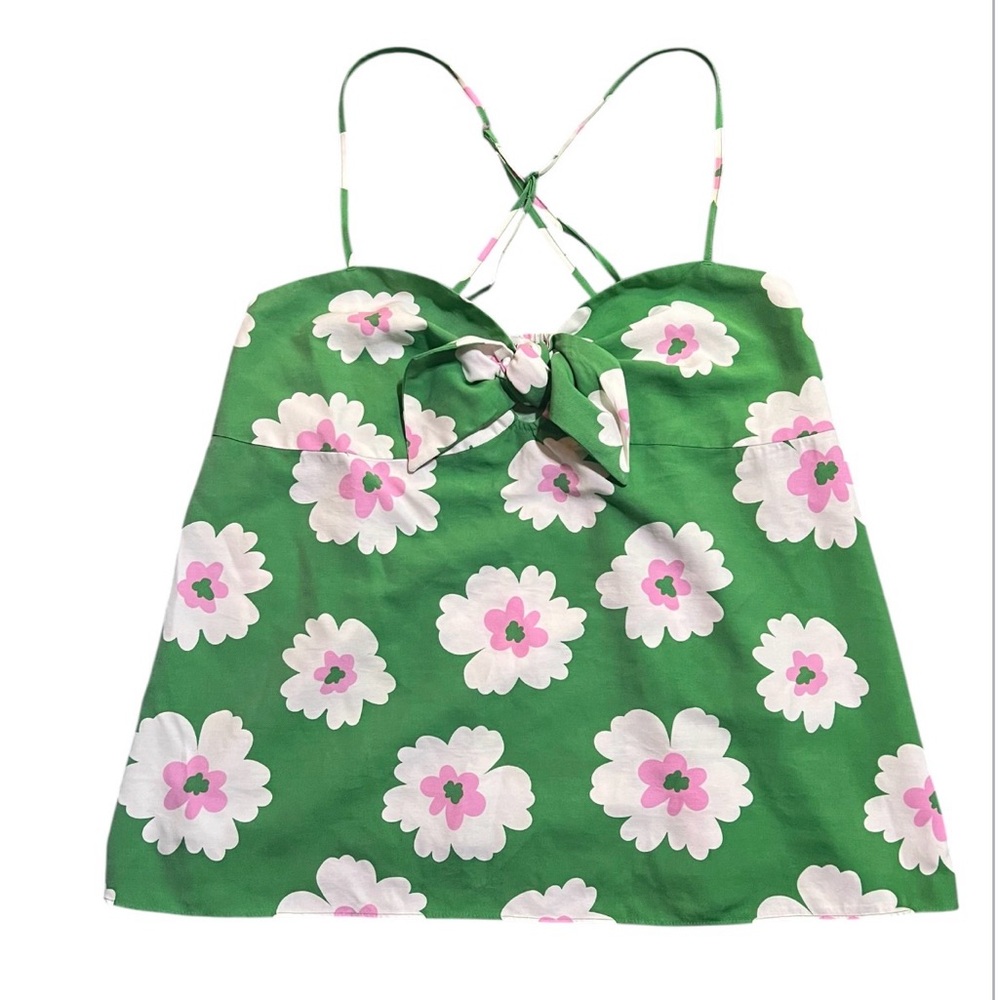 On 34th Floral Tie-Front Floral Cami Green Adjustable Straps Flowy Size Medium